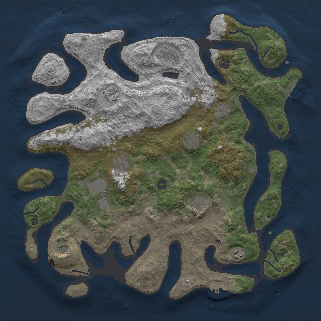 Rust Map: Procedural Map, Size: 4500, Seed: 47276148, 16 Monuments