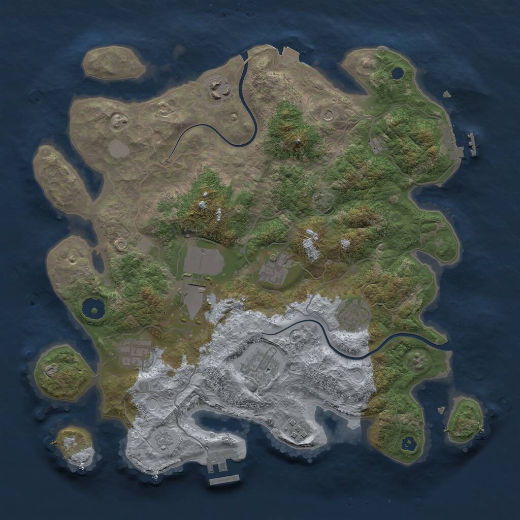 Rust Map: Procedural Map, Size: 3500, Seed: 951543, 13 Monuments