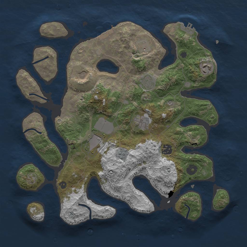 Rust Map: Procedural Map, Size: 3500, Seed: 951543, 13 Monuments