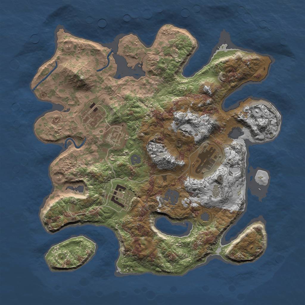 Rust Map: Procedural Map, Size: 3000, Seed: 1320921018, 9 Monuments