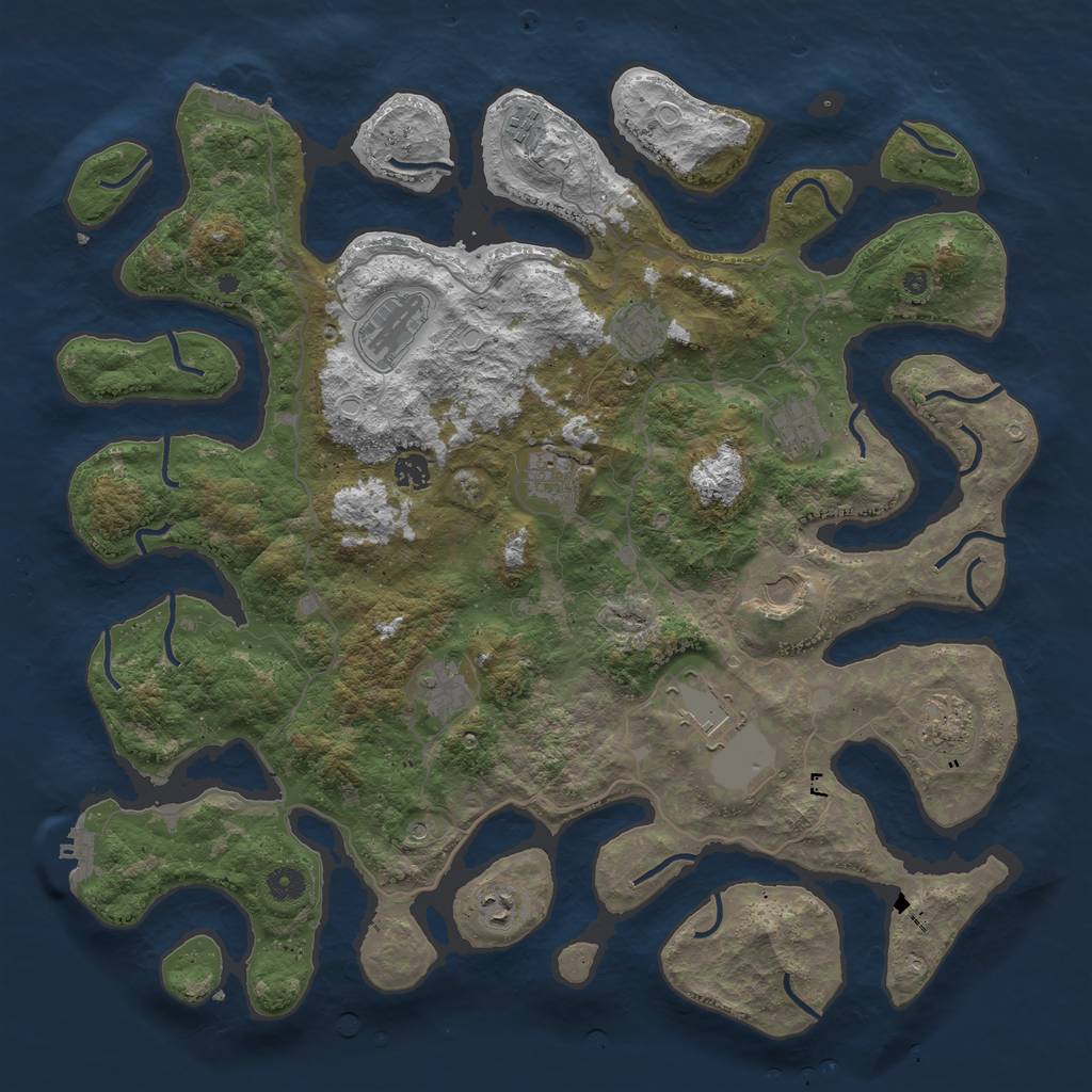 Rust Map: Procedural Map, Size: 4500, Seed: 583195251, 19 Monuments