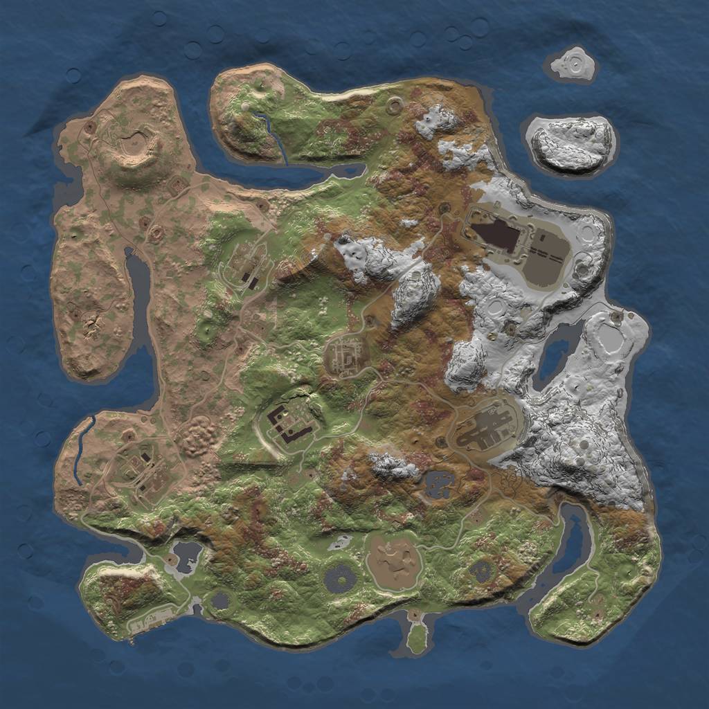 Rust Map: Procedural Map, Size: 3500, Seed: 33990422, 14 Monuments