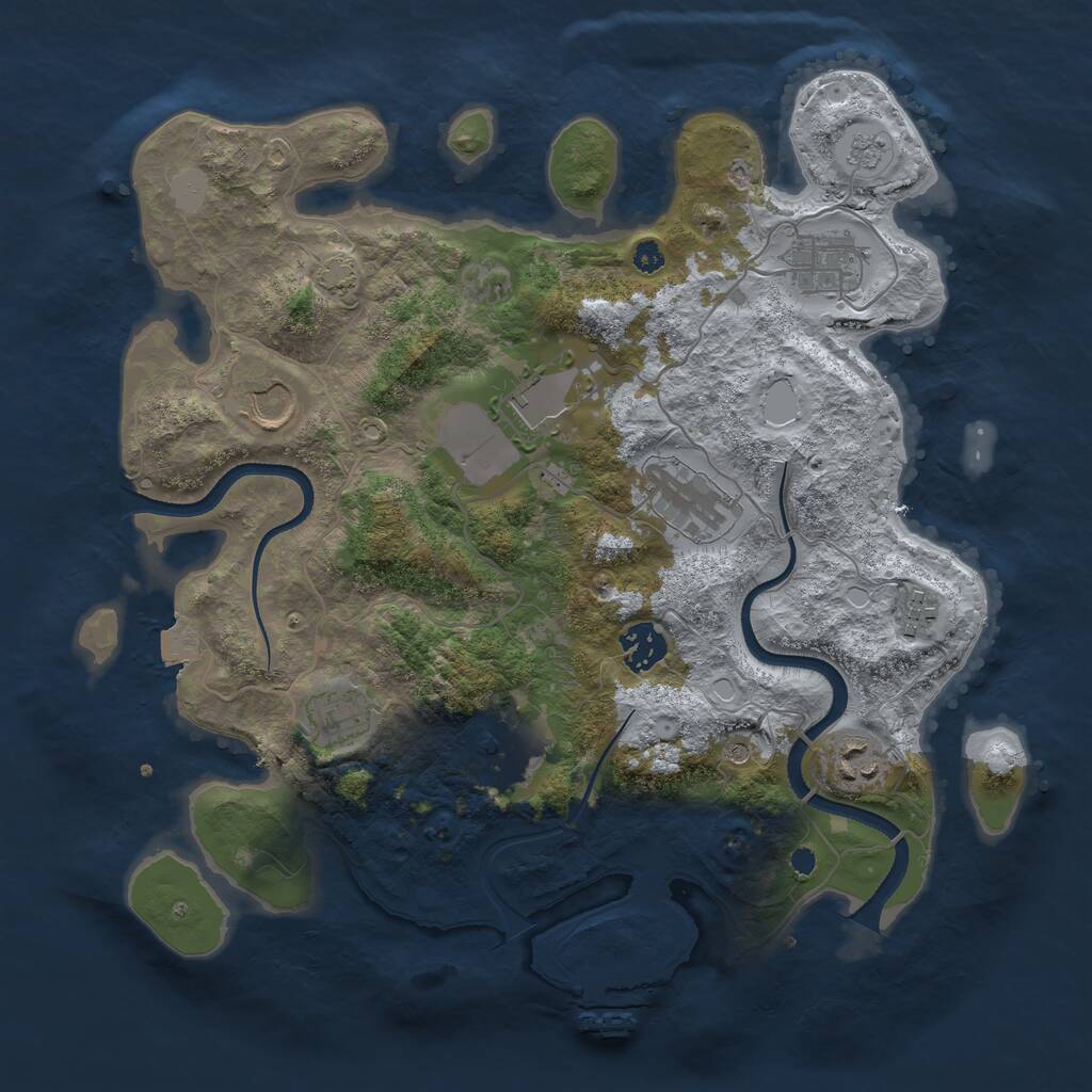 Rust Map: Procedural Map, Size: 3500, Seed: 33990422, 14 Monuments