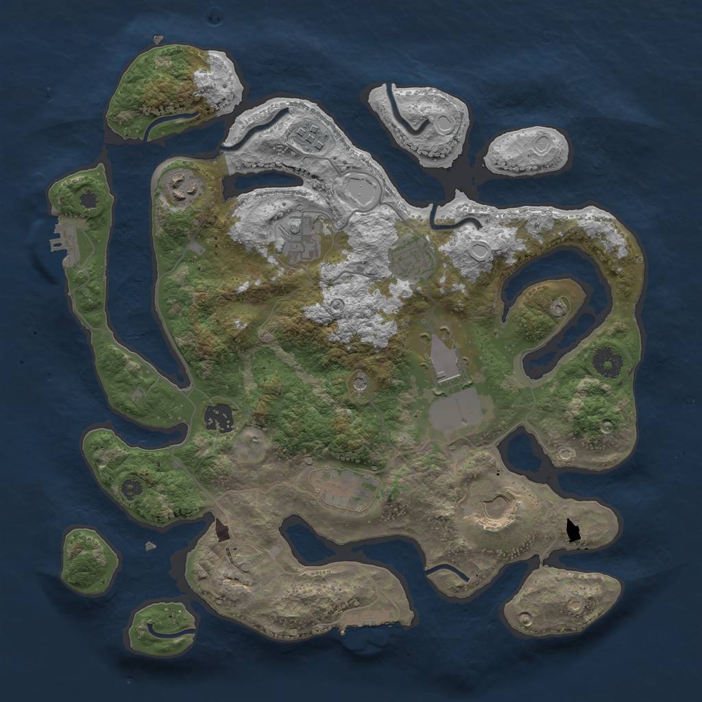 Rust Map: Procedural Map, Size: 3500, Seed: 121521858, 16 Monuments