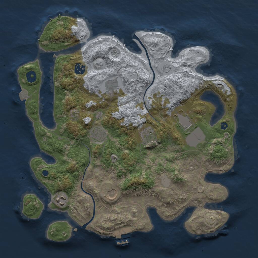 Rust Map: Procedural Map, Size: 3500, Seed: 121521858, 12 Monuments