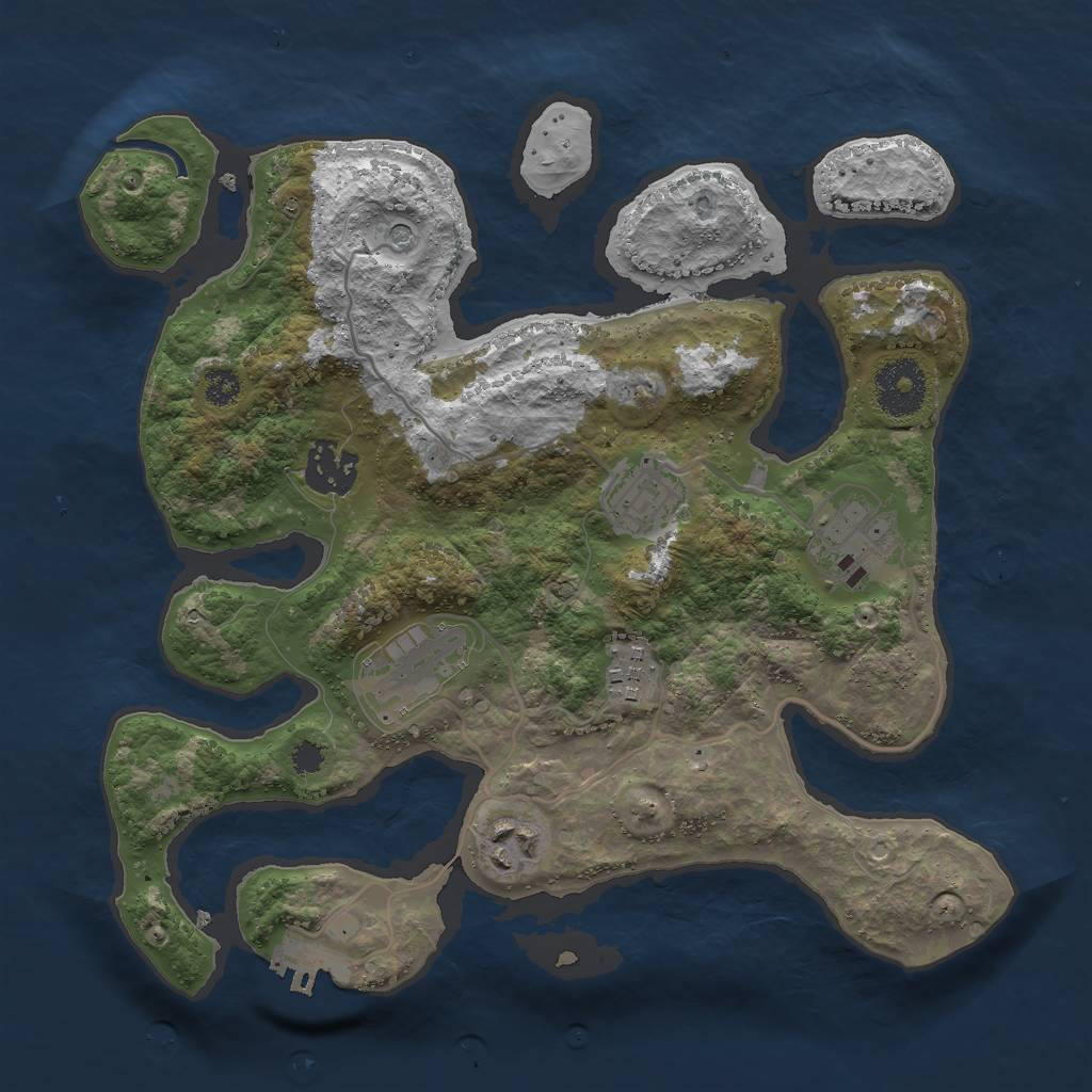 Rust Map: Procedural Map, Size: 3000, Seed: 1053524659, 10 Monuments