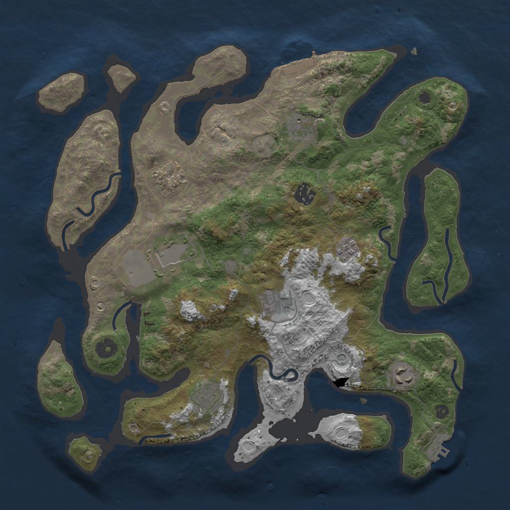 Rust Map: Procedural Map, Size: 3700, Seed: 196030011, 16 Monuments