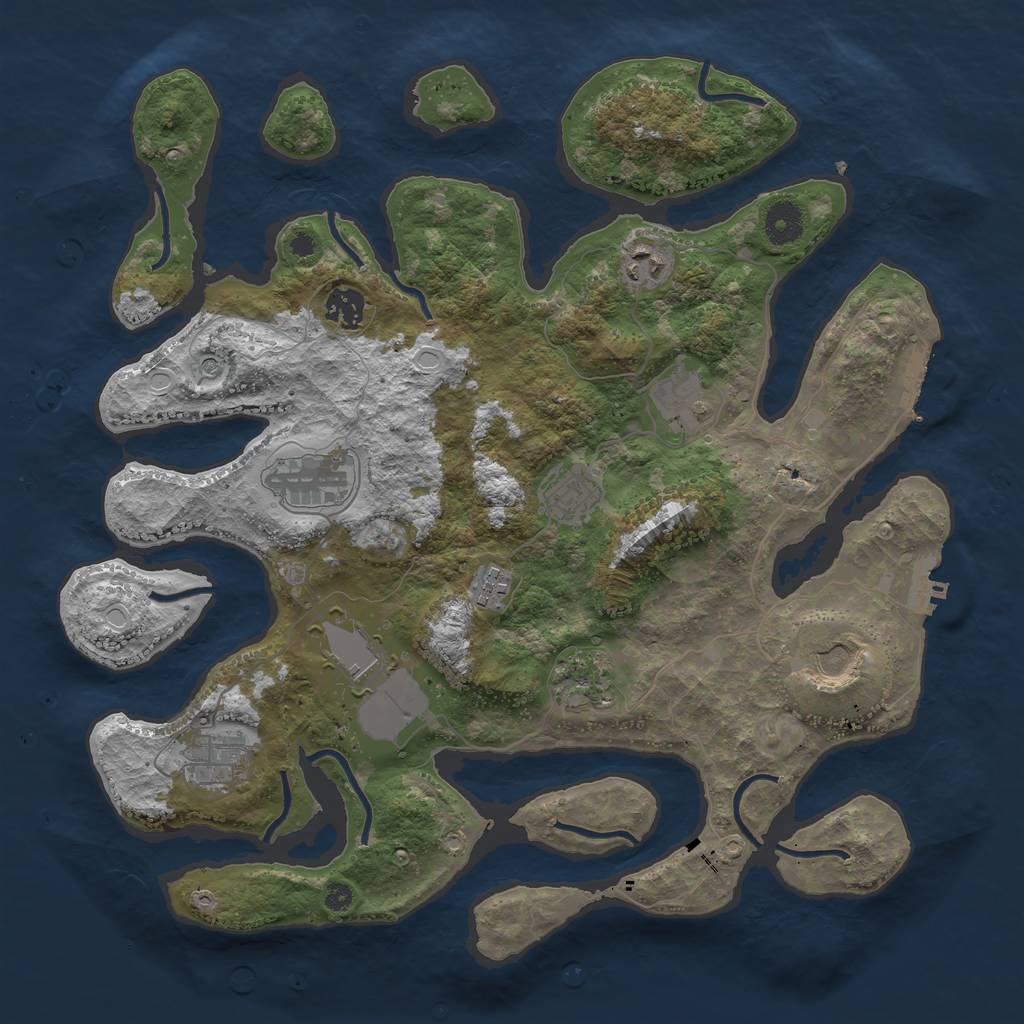 Rust Map: Procedural Map, Size: 3800, Seed: 53577457, 21 Monuments