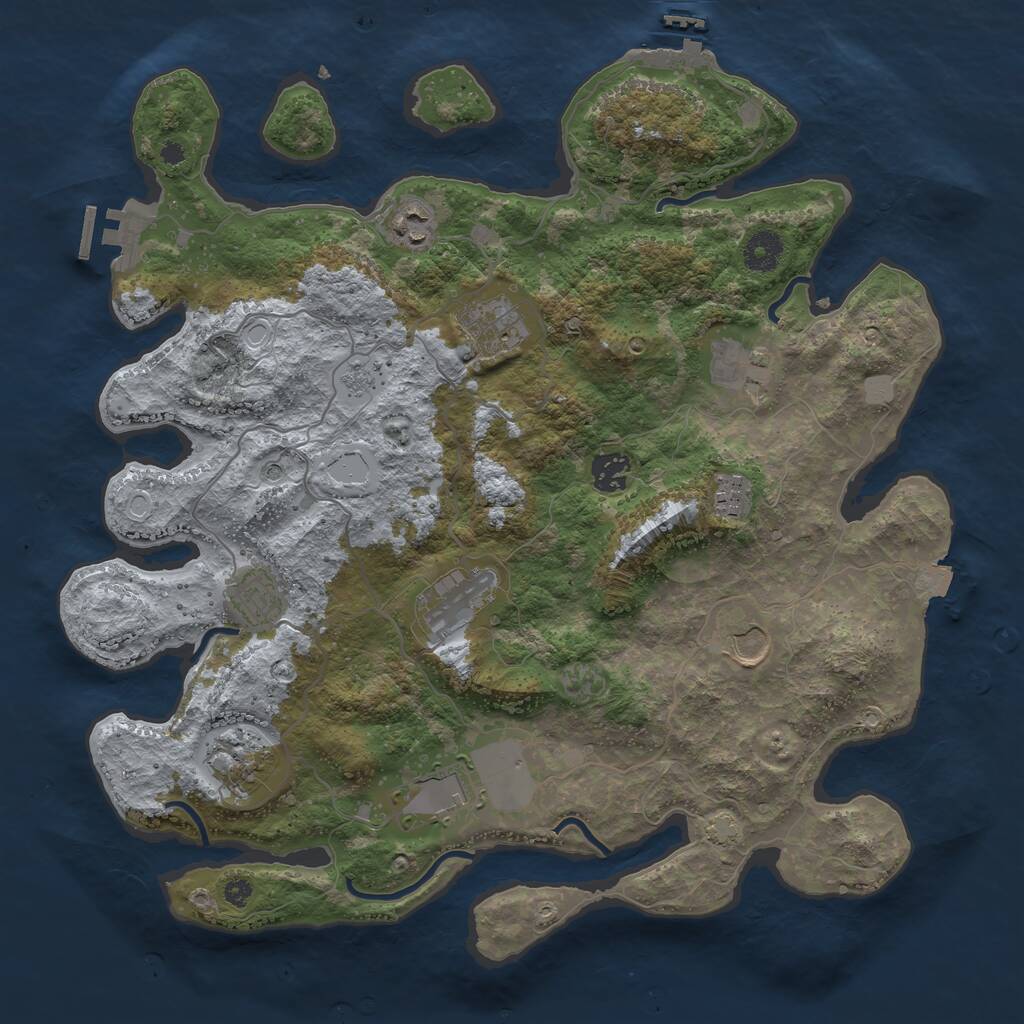 Rust Map: Procedural Map, Size: 3800, Seed: 53577457, 16 Monuments