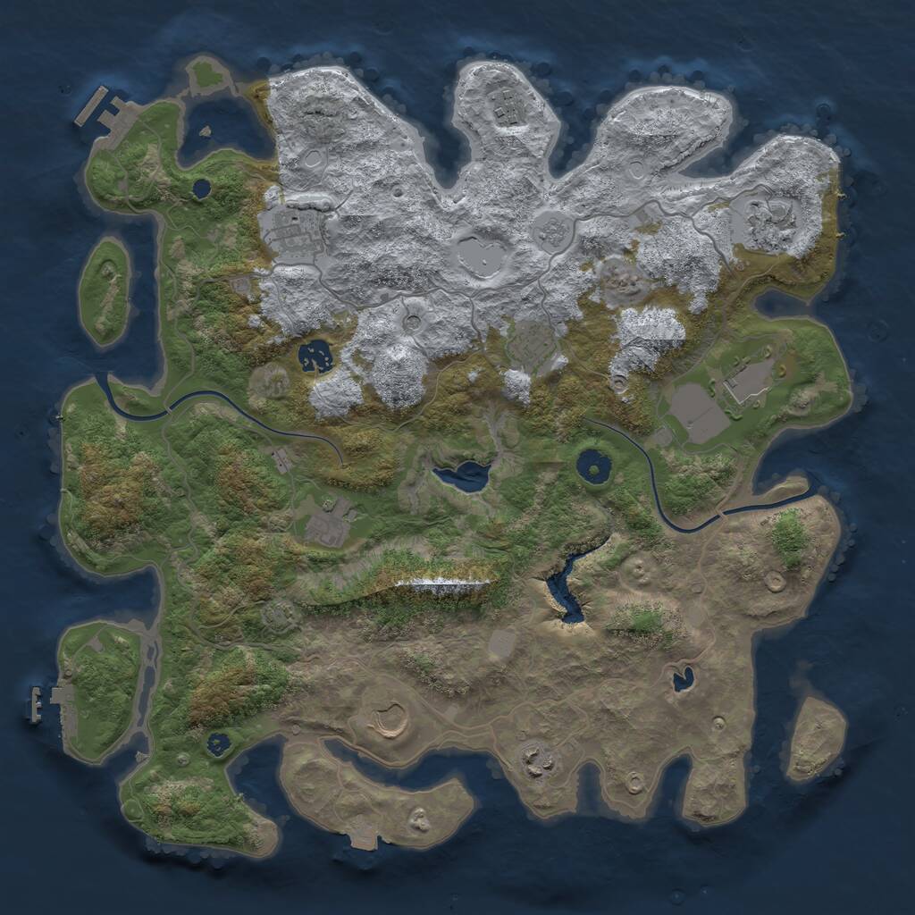 Rust Map: Procedural Map, Size: 4000, Seed: 1234564, 15 Monuments