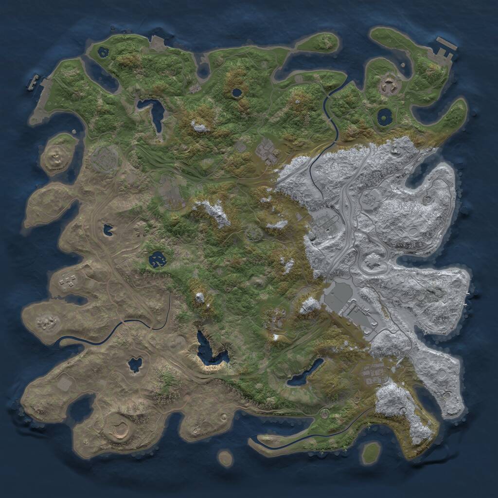 Rust Map: Procedural Map, Size: 4500, Seed: 13834, 17 Monuments