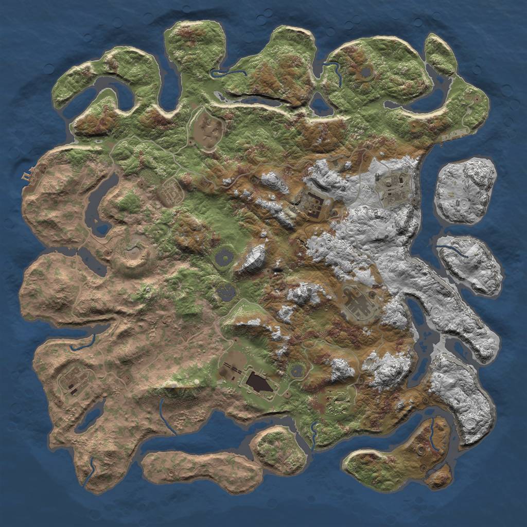 Rust Map: Procedural Map, Size: 4500, Seed: 13834, 16 Monuments