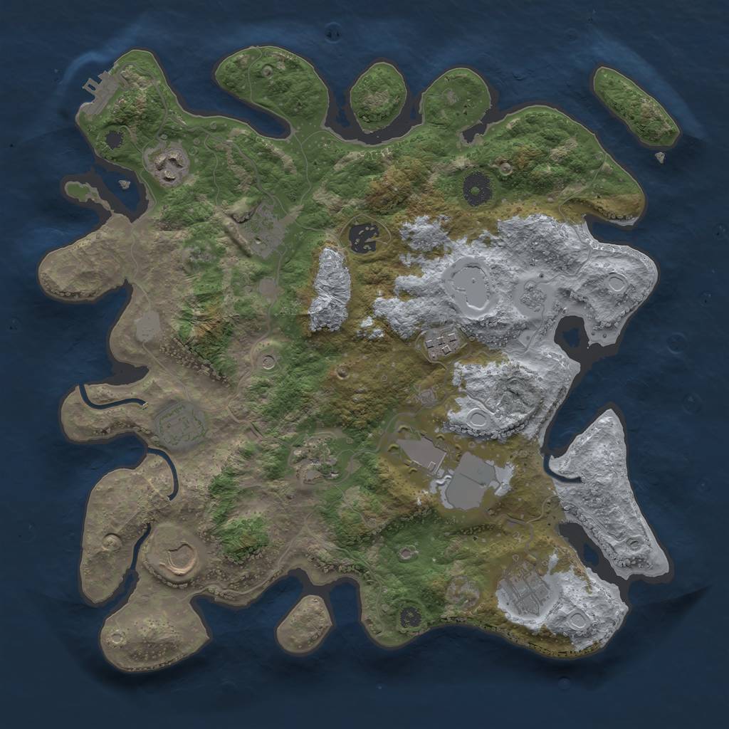 Rust Map: Procedural Map, Size: 3500, Seed: 24428, 15 Monuments