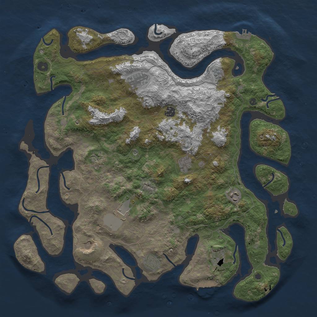 Rust Map: Procedural Map, Size: 4500, Seed: 42409, 18 Monuments