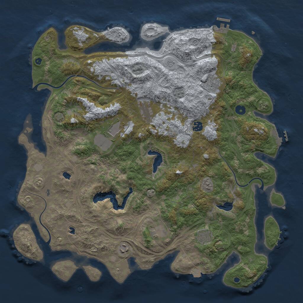 Rust Map: Procedural Map, Size: 4500, Seed: 42409, 14 Monuments