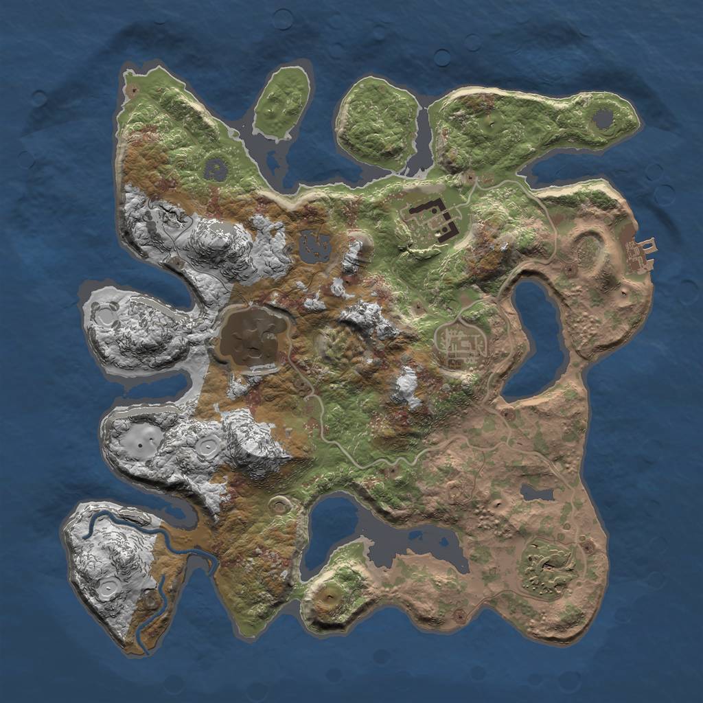 Rust Map: Procedural Map, Size: 3000, Seed: 484157409, 10 Monuments