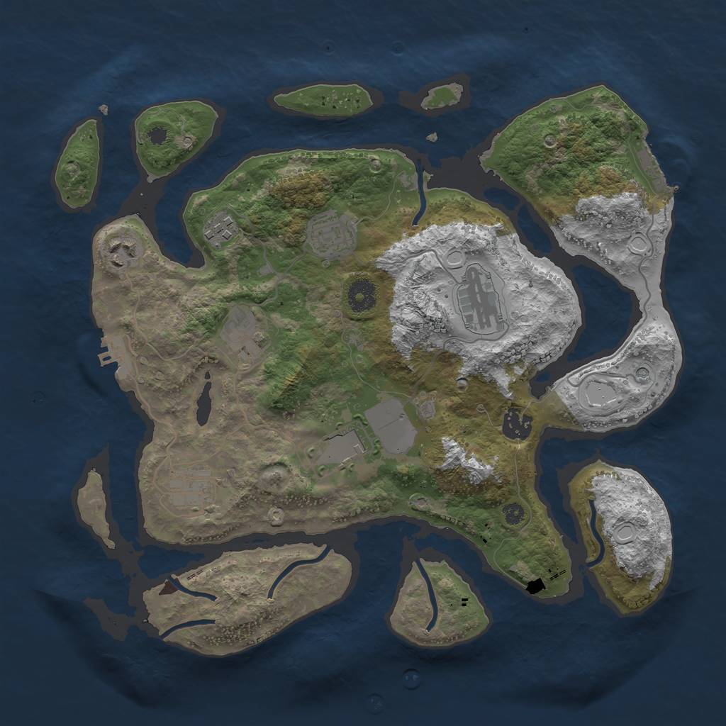 Rust Map: Procedural Map, Size: 3500, Seed: 726189, 19 Monuments