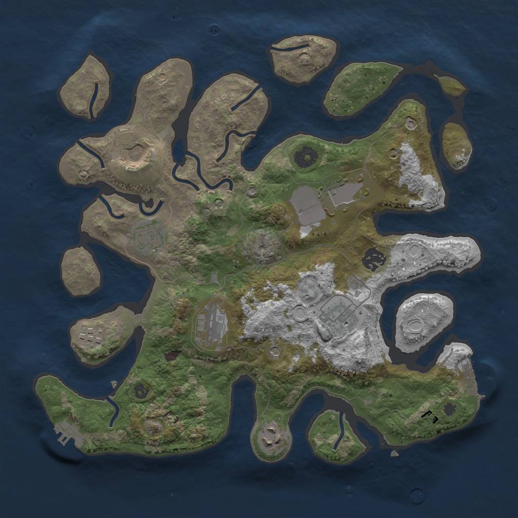 Rust Map: Procedural Map, Size: 3500, Seed: 546873954, 16 Monuments