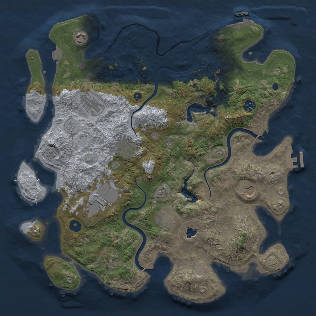 Rust Map: Procedural Map, Size: 4000, Seed: 7869612, 15 Monuments