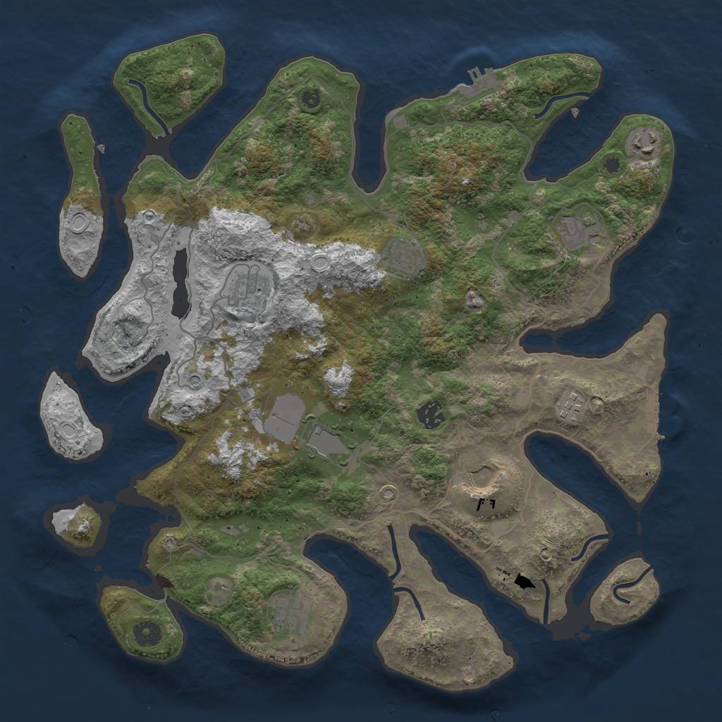 Rust Map: Procedural Map, Size: 4000, Seed: 7869612, 17 Monuments