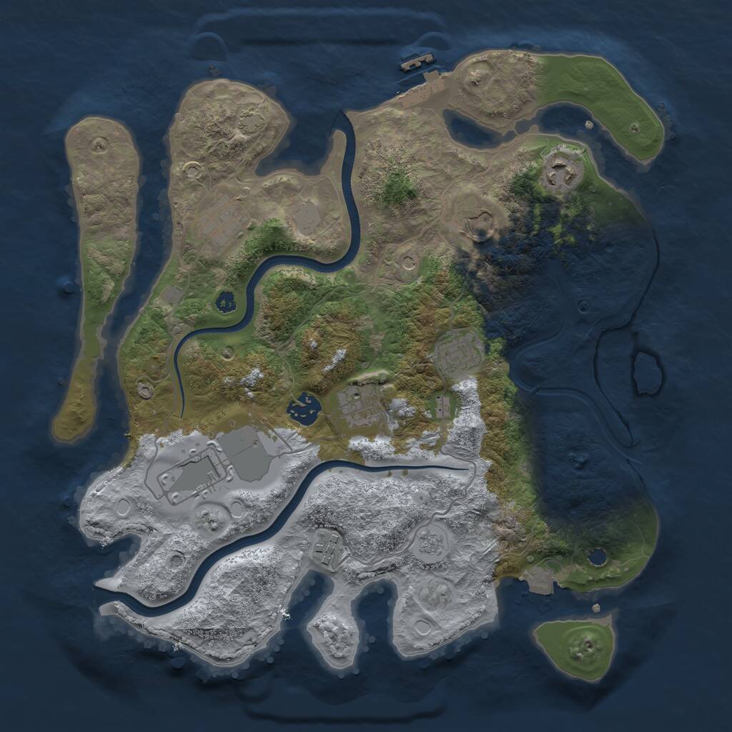 Rust Map: Procedural Map, Size: 3500, Seed: 192953, 13 Monuments