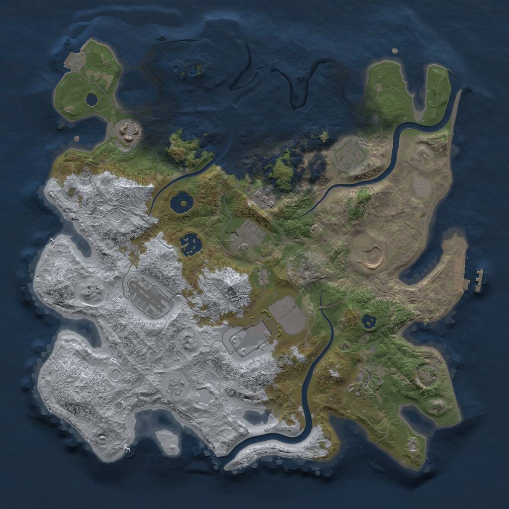 Rust Map: Procedural Map, Size: 3500, Seed: 113102020, 15 Monuments