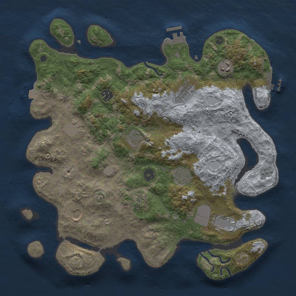 Rust Map: Procedural Map, Size: 3800, Seed: 174299437, 16 Monuments