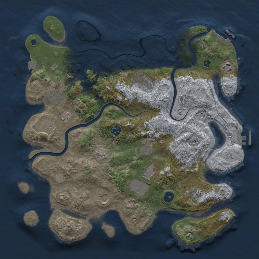 Rust Map: Procedural Map, Size: 3800, Seed: 174299437, 16 Monuments