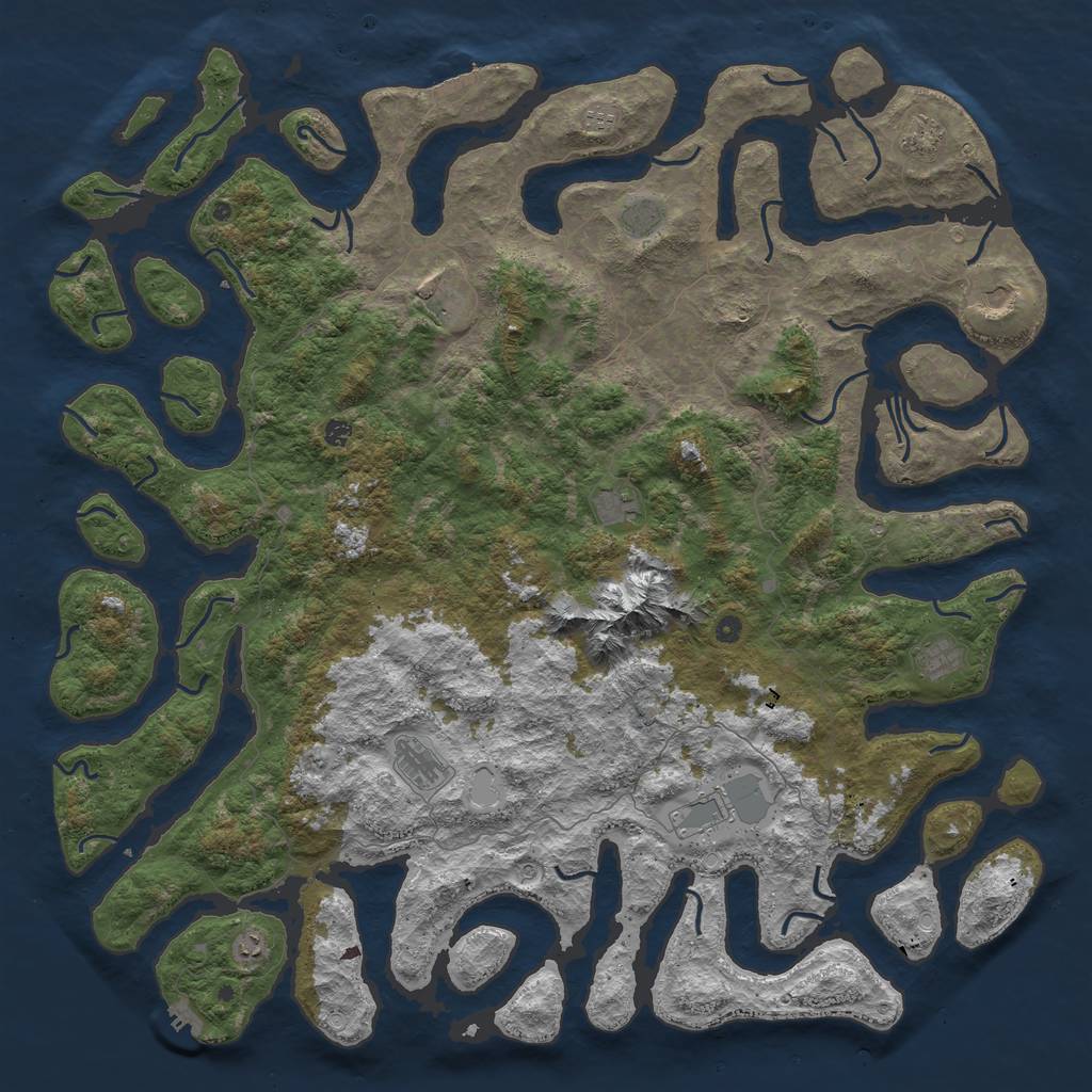 Rust Map: Procedural Map, Size: 6000, Seed: 59758585, 19 Monuments