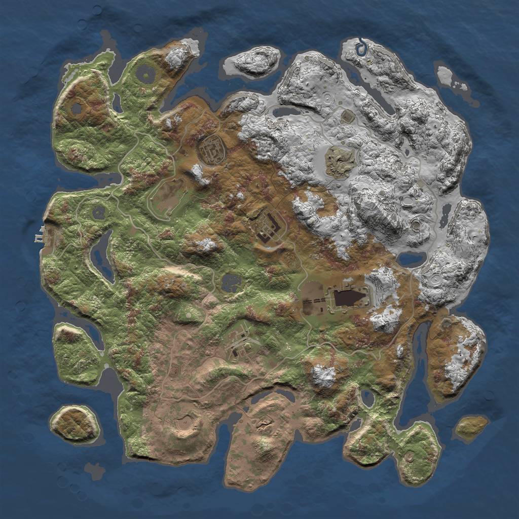 Rust Map: Procedural Map, Size: 4000, Seed: 9854, 13 Monuments