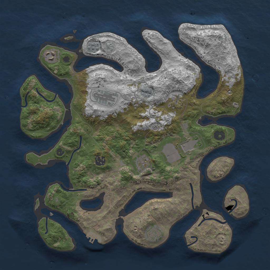 Rust Map: Procedural Map, Size: 3700, Seed: 37433011, 12 Monuments