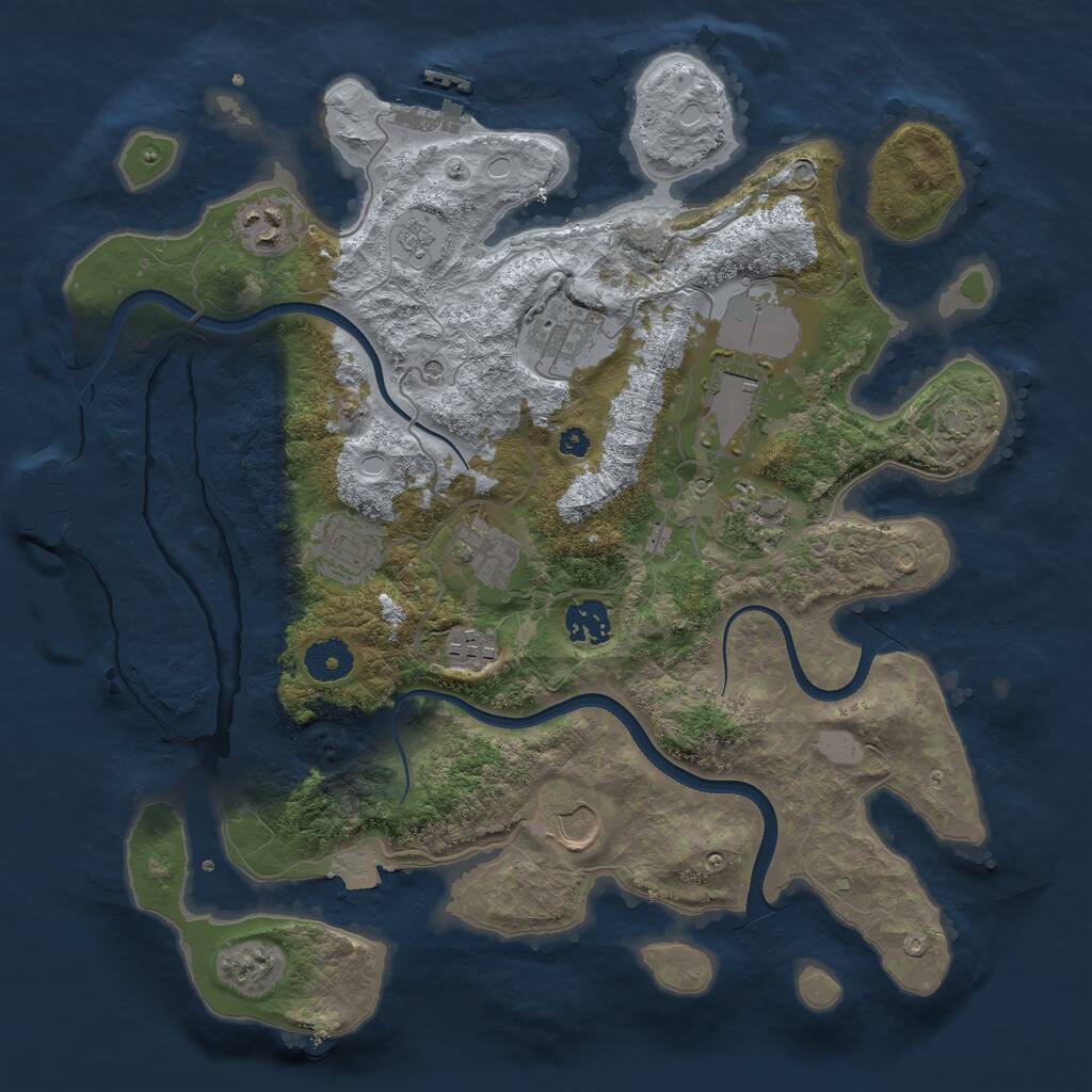 Rust Map: Procedural Map, Size: 3600, Seed: 3465434, 15 Monuments