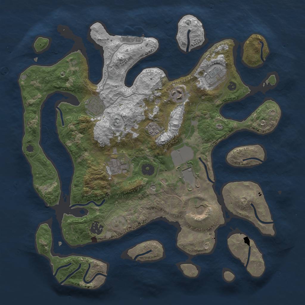 Rust Map: Procedural Map, Size: 3600, Seed: 3465434, 12 Monuments