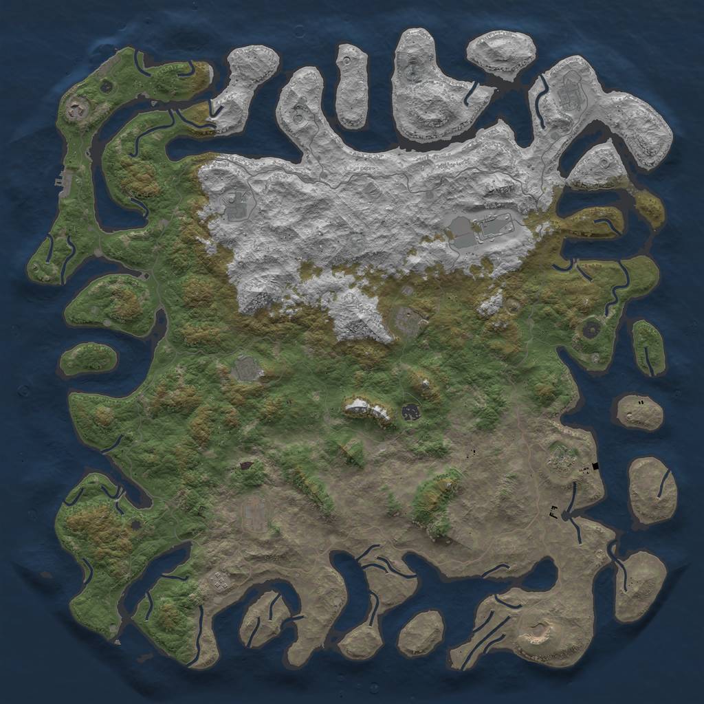 Rust Map: Procedural Map, Size: 6000, Seed: 81107056, 16 Monuments