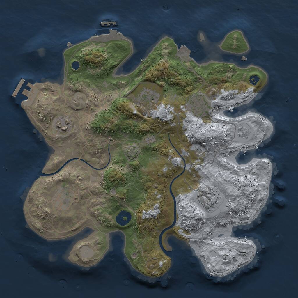 Rust Map: Procedural Map, Size: 3000, Seed: 1023228296, 11 Monuments