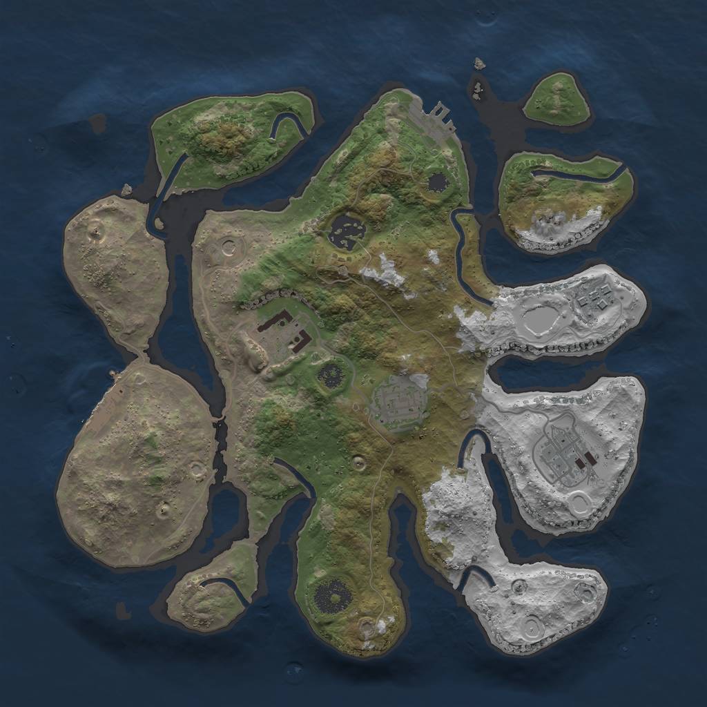 Rust Map: Procedural Map, Size: 3000, Seed: 1023228296, 16 Monuments