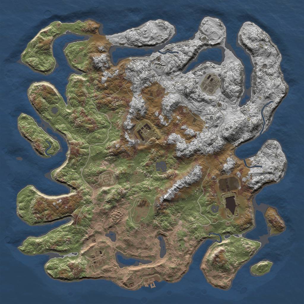 Rust Map: Procedural Map, Size: 4000, Seed: 283719, 12 Monuments