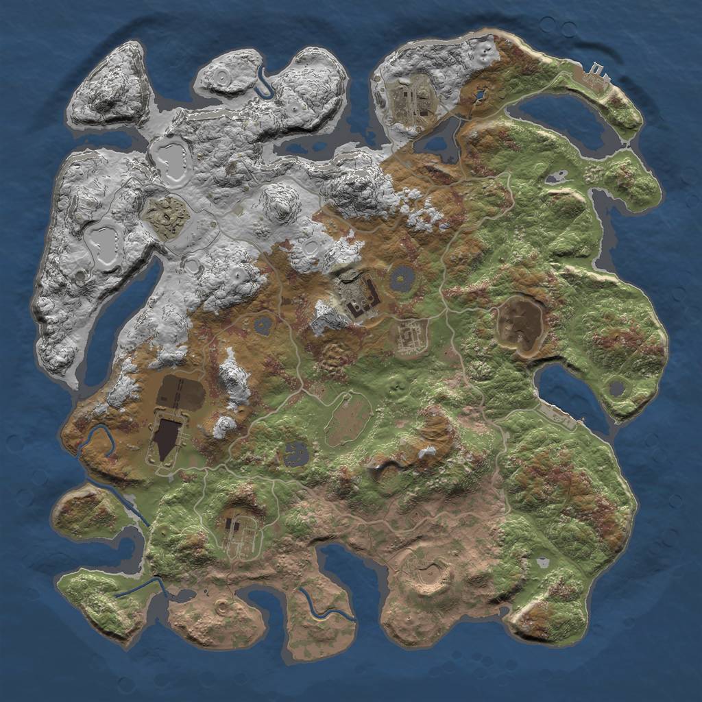 Rust Map: Procedural Map, Size: 4000, Seed: 1360901618, 16 Monuments