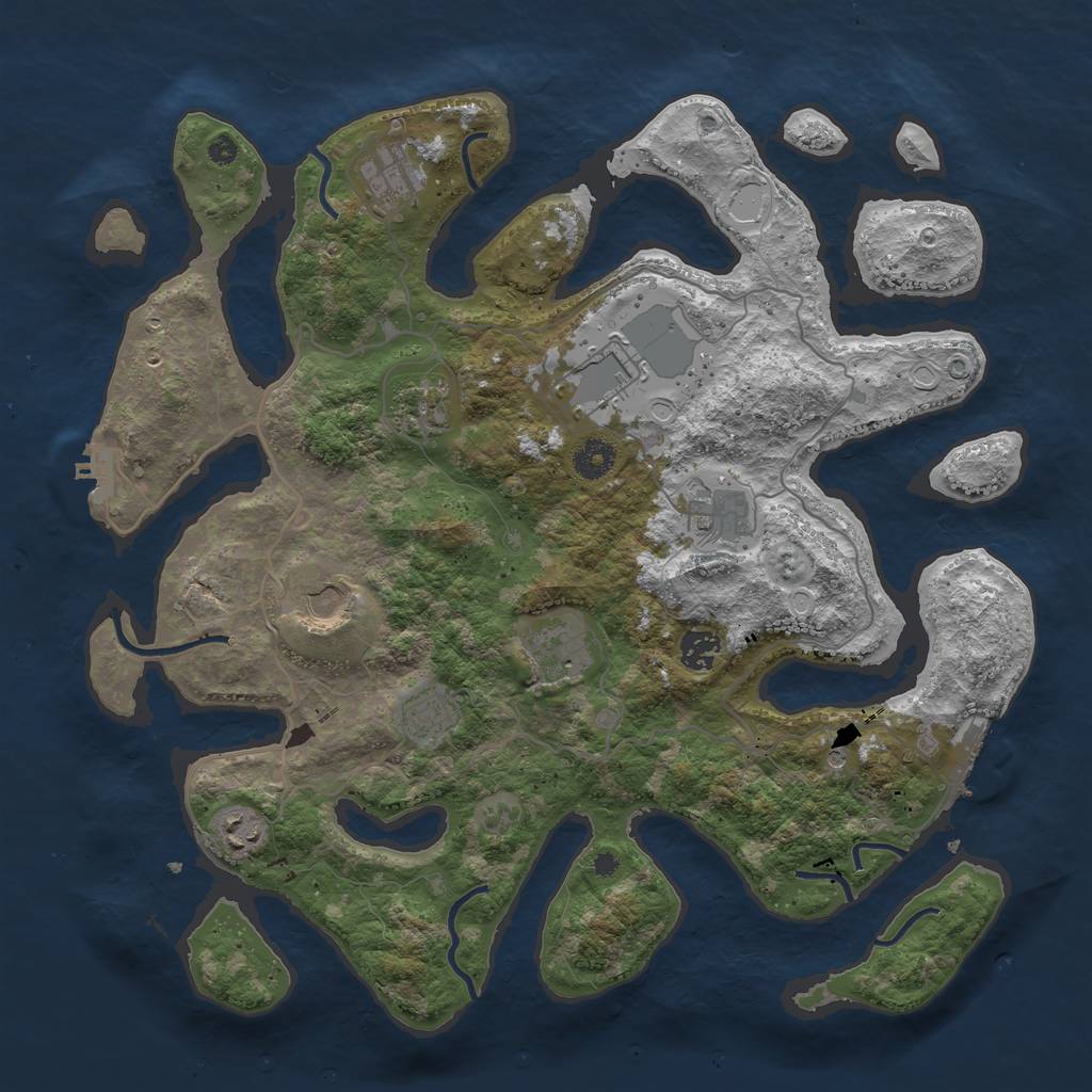 Rust Map: Procedural Map, Size: 4000, Seed: 3214054, 20 Monuments