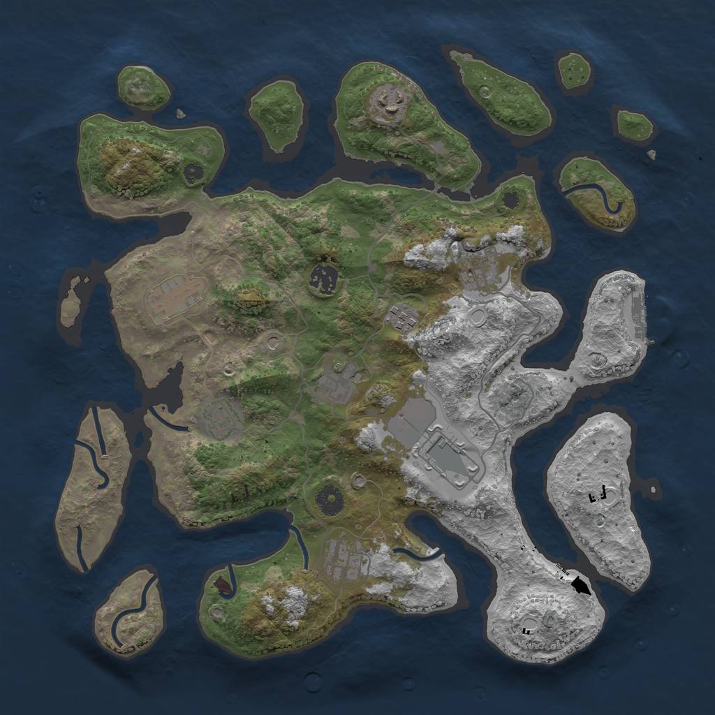 Rust Map: Procedural Map, Size: 3750, Seed: 113303263, 16 Monuments