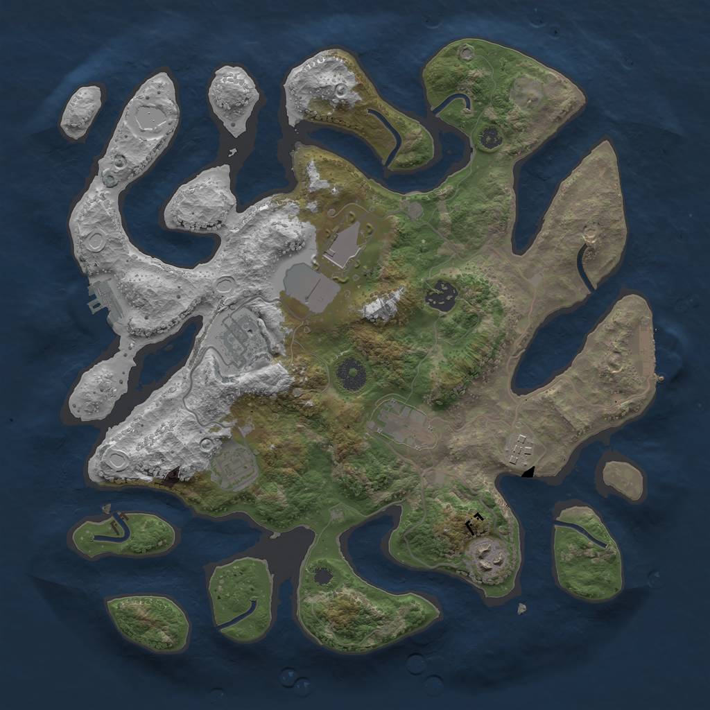 Rust Map: Procedural Map, Size: 3500, Seed: 1143985694, 17 Monuments