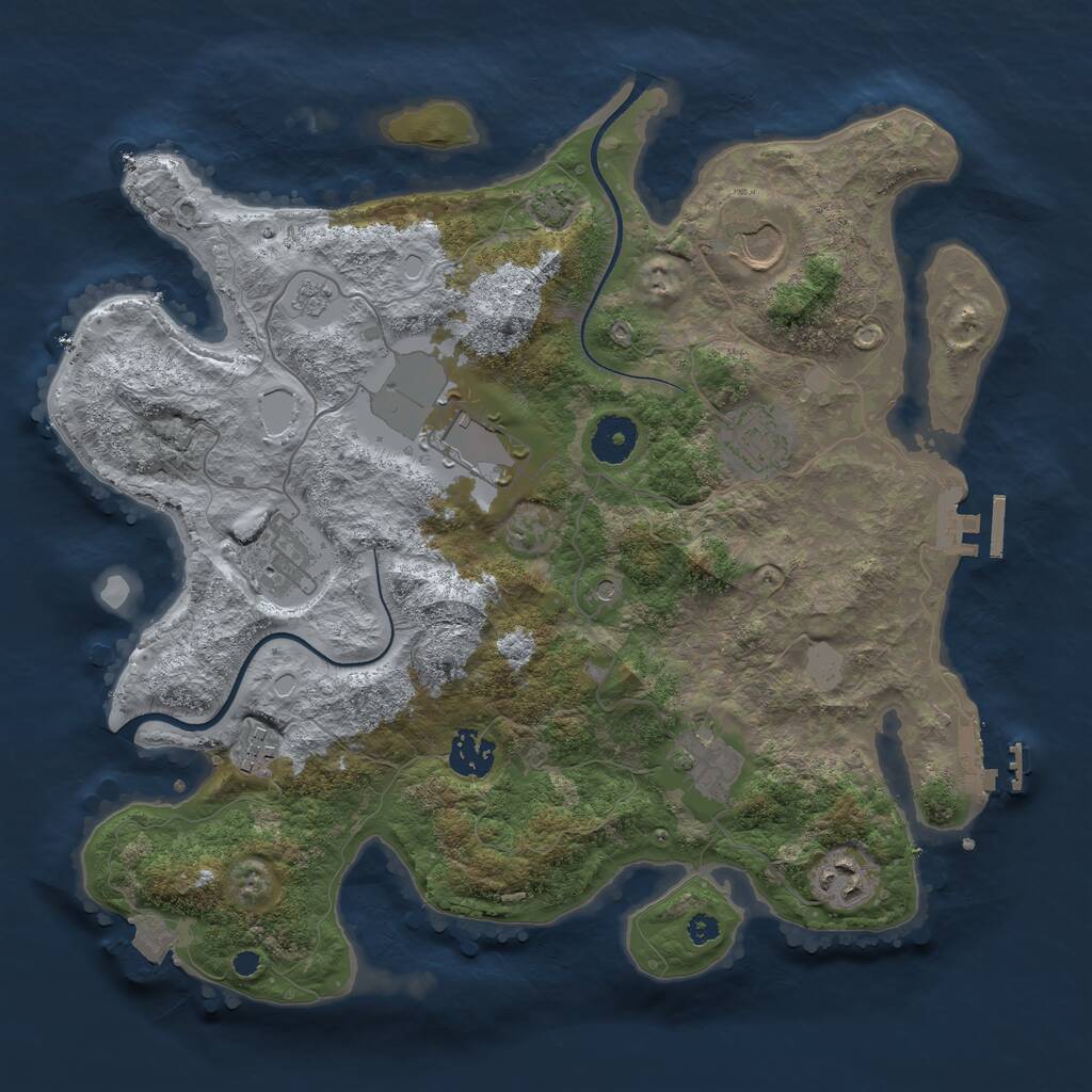 Rust Map: Procedural Map, Size: 3500, Seed: 724244560, 14 Monuments