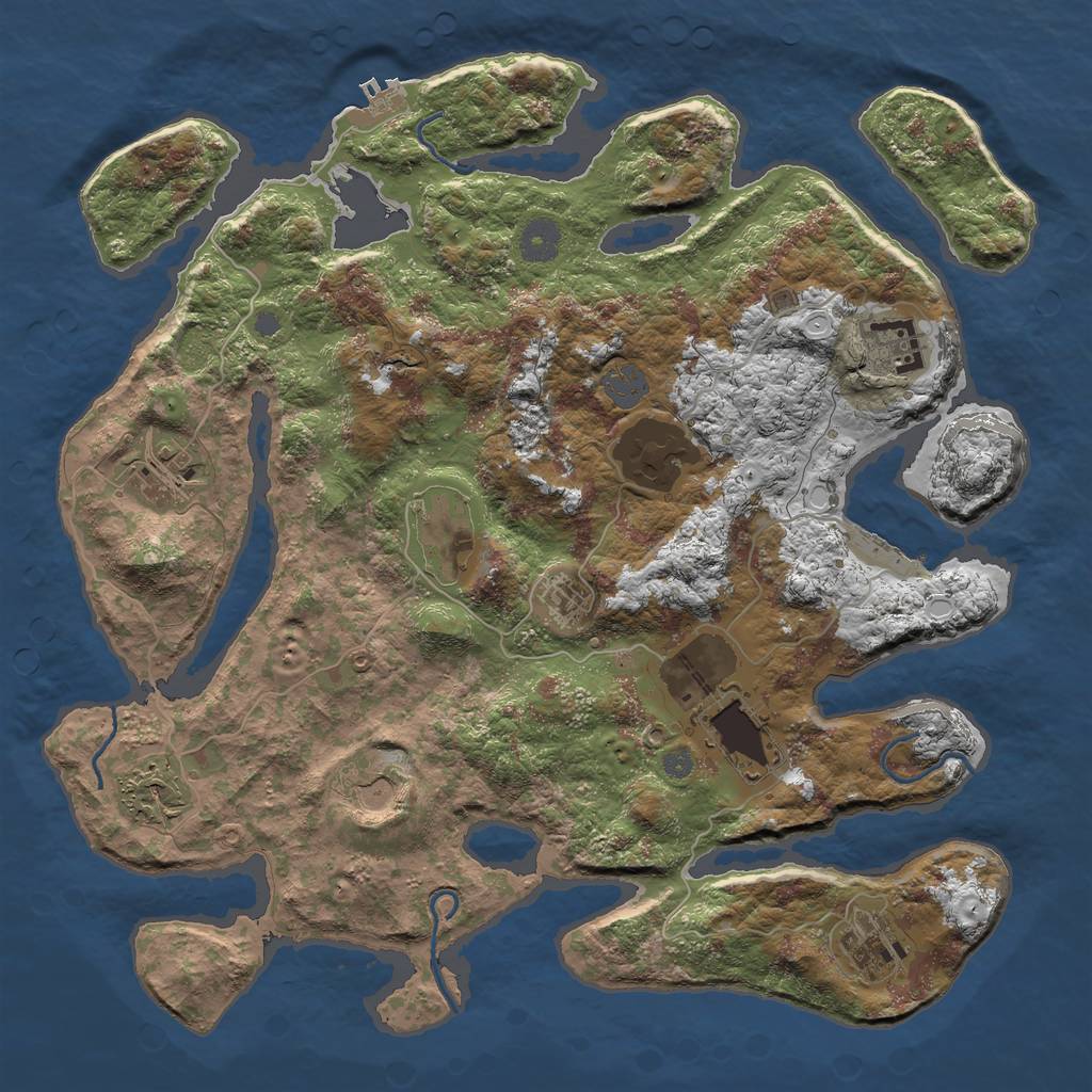 Rust Map: Procedural Map, Size: 3800, Seed: 2545, 16 Monuments
