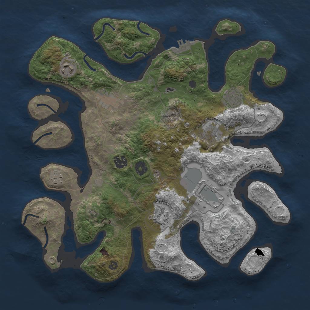 Rust Map: Procedural Map, Size: 3500, Seed: 779294, 18 Monuments