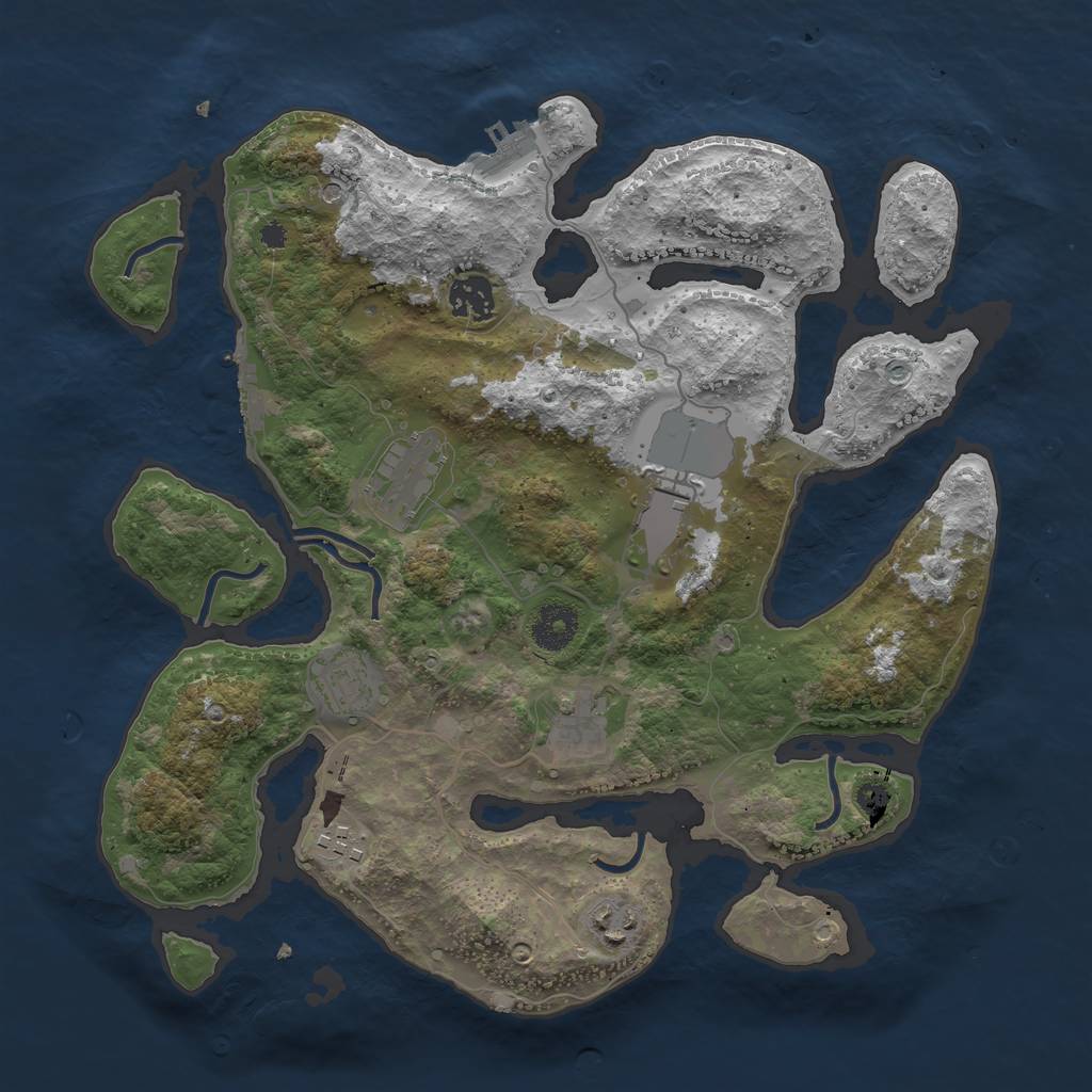 Rust Map: Procedural Map, Size: 3500, Seed: 3206157, 12 Monuments