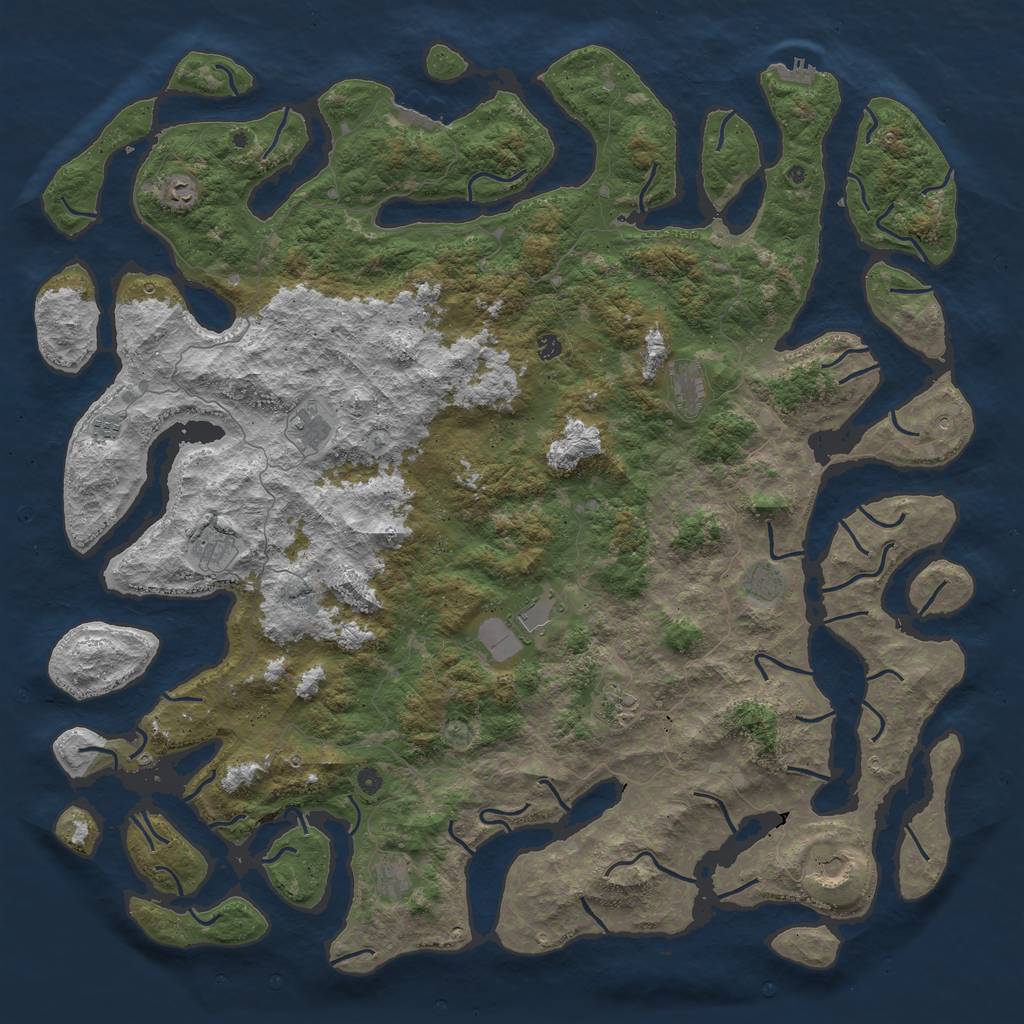 Rust Map: Procedural Map, Size: 6000, Seed: 19483756, 16 Monuments