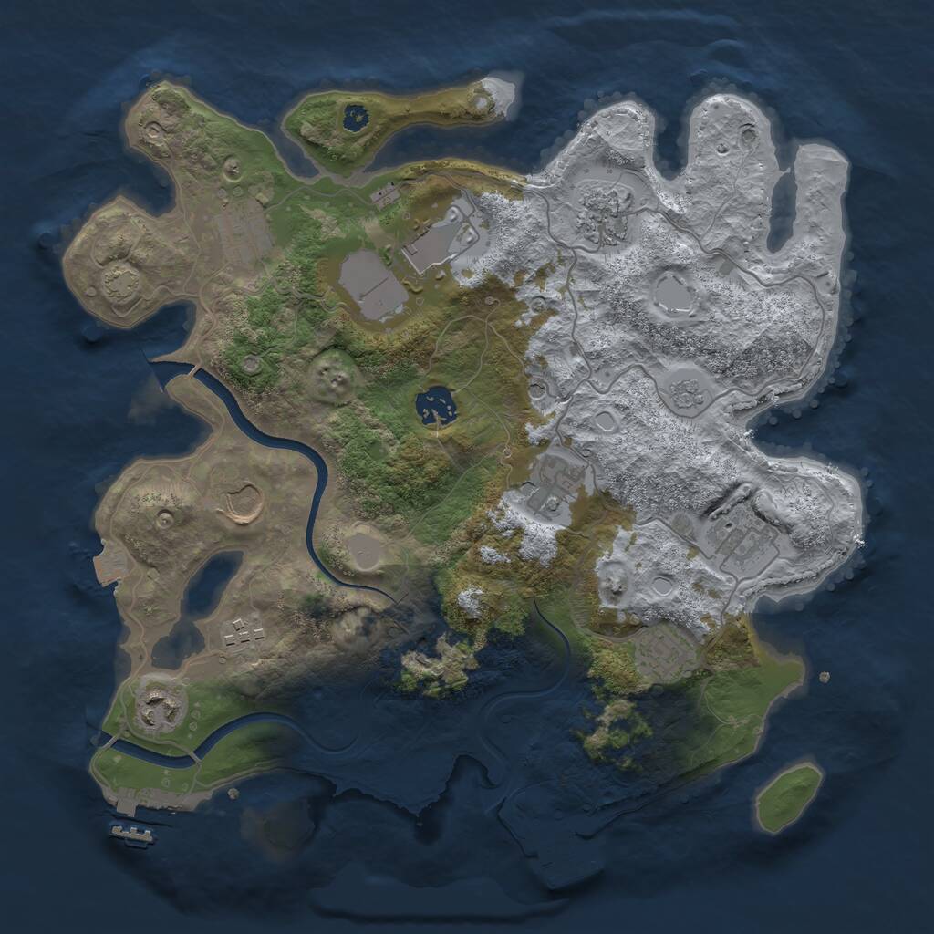 Rust Map: Procedural Map, Size: 3500, Seed: 897928825, 16 Monuments
