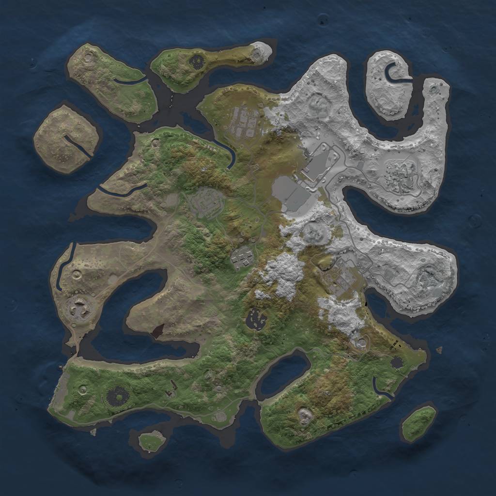 Rust Map: Procedural Map, Size: 3500, Seed: 897928825, 12 Monuments