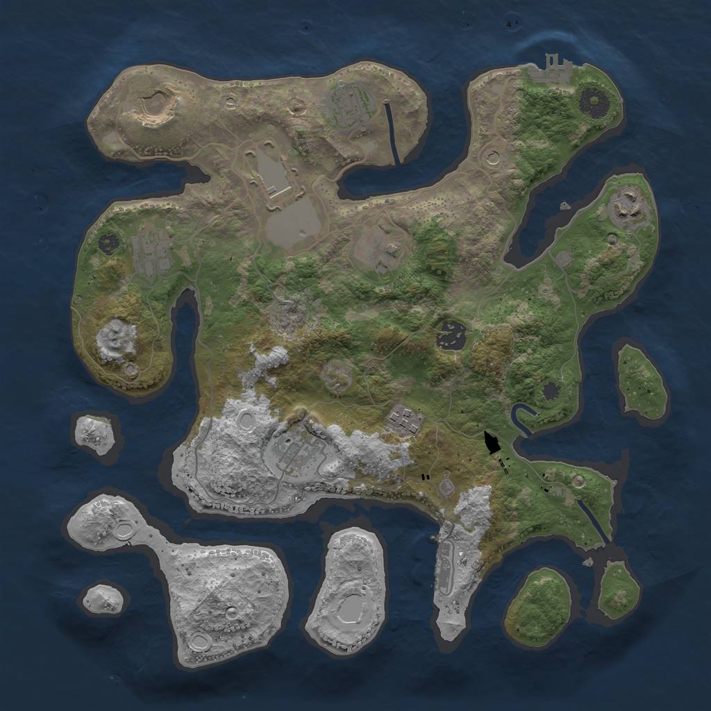 Rust Map: Procedural Map, Size: 3500, Seed: 479365727, 20 Monuments