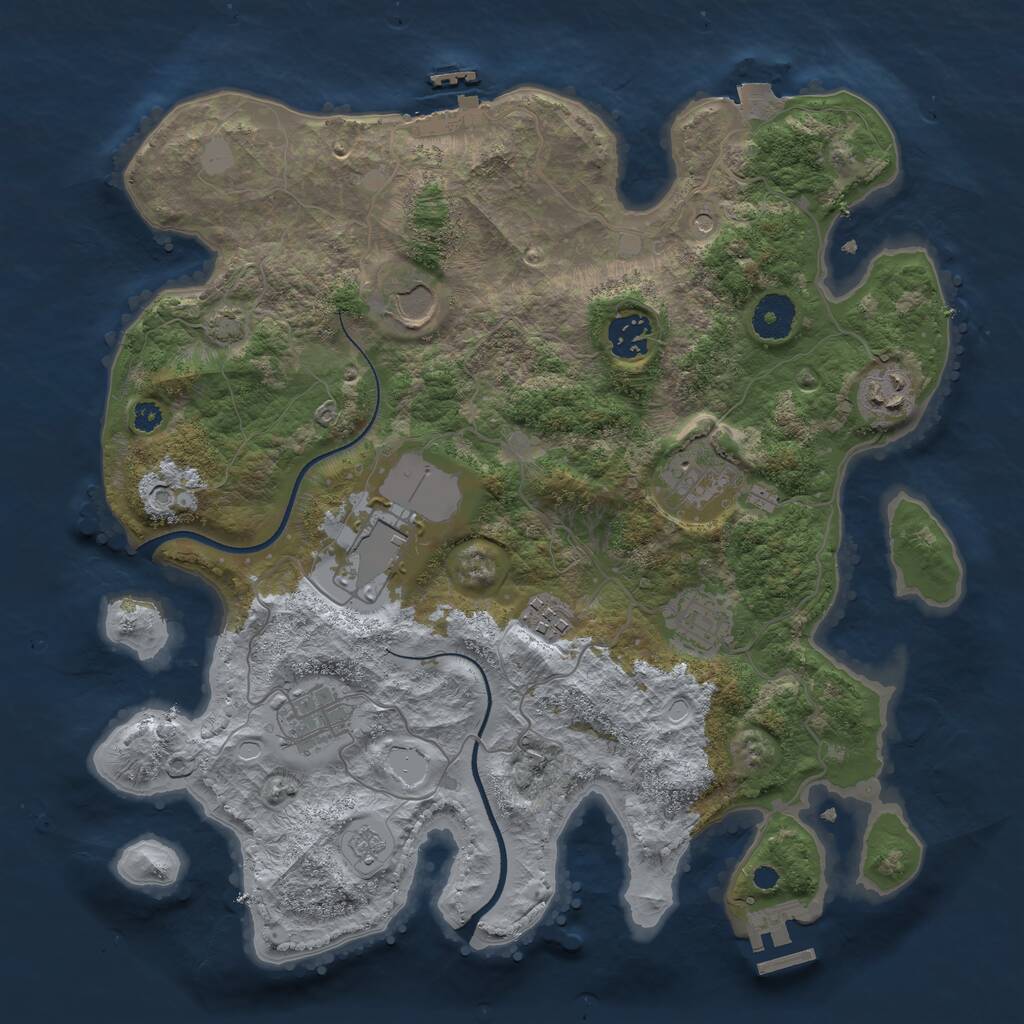 Rust Map: Procedural Map, Size: 3500, Seed: 479365727, 14 Monuments